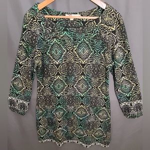 Aryeh by Anthropologie L Geometric Boho Bishop Sleeve Dress